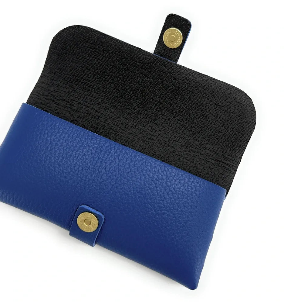 Etui à lunettes en cuir grainé LUMOS Bleu roi
