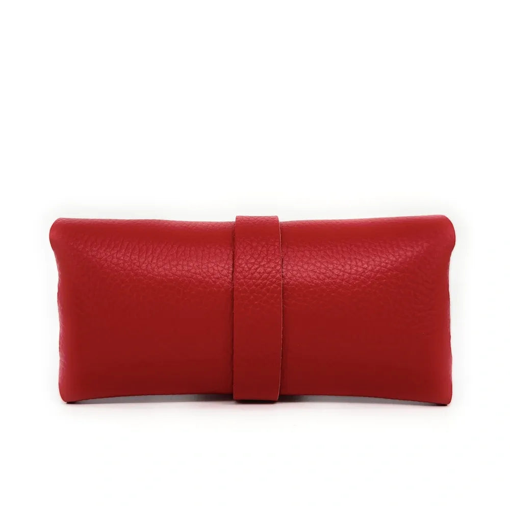 Etui à lunettes en cuir grainé LUMOS Rouge garance