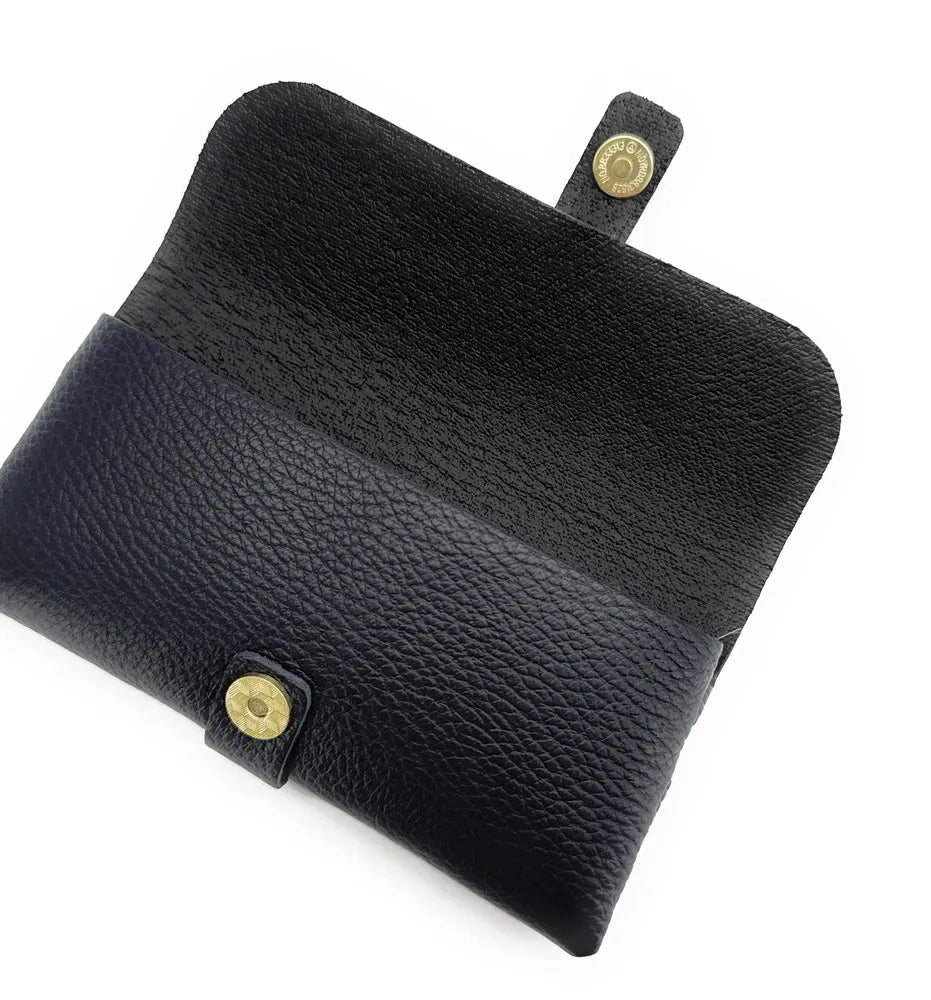 Etui à lunettes en cuir grainé LUMOS Bleu marine