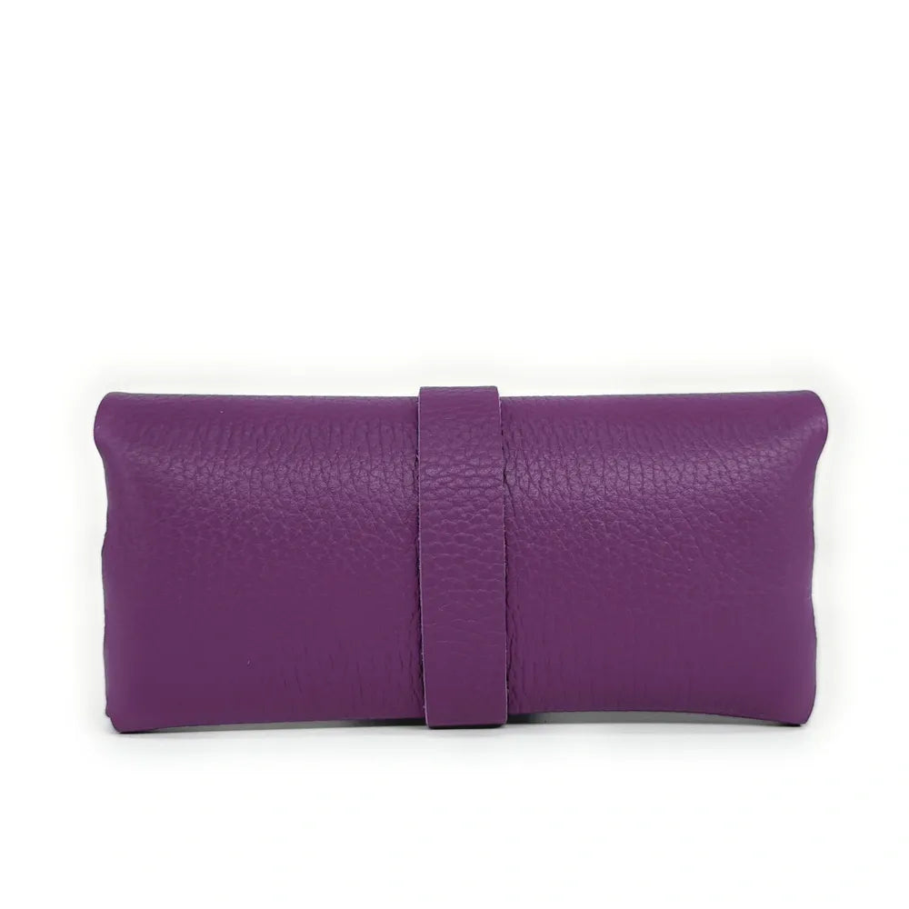 Etui à lunettes en cuir grainé LUMOS Violet