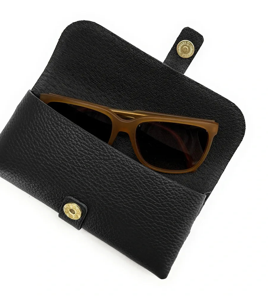 Etui à lunettes en cuir grainé LUMOS Noir
