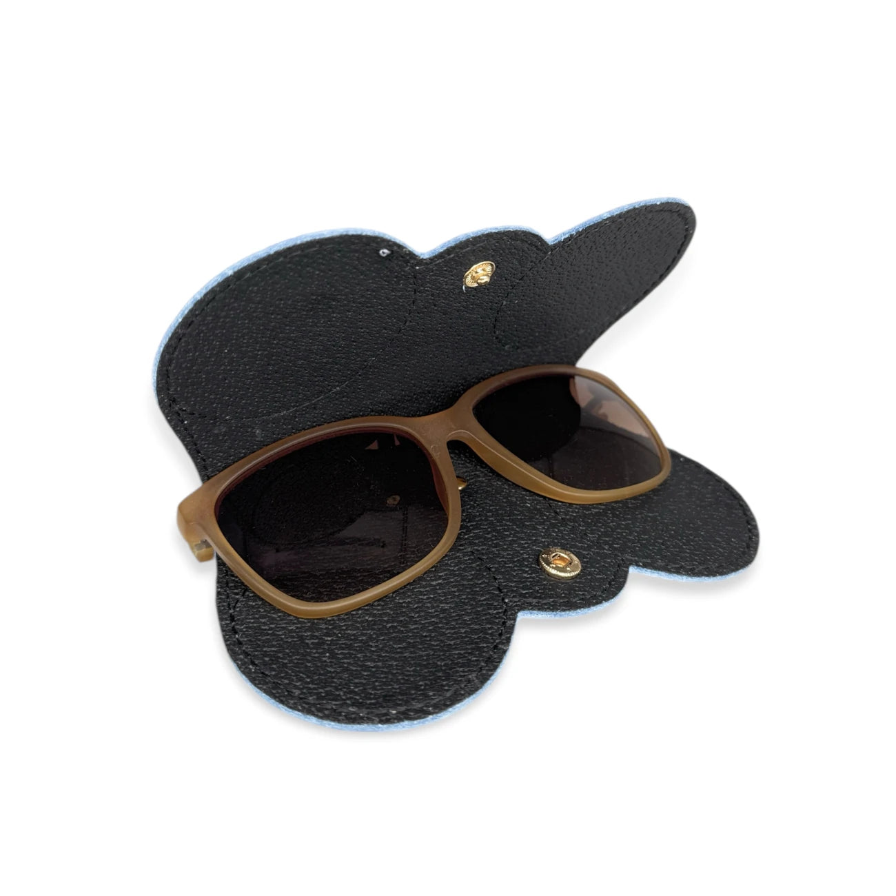 Etui à lunettes en cuir grainé PEANUT Bleu pastel
