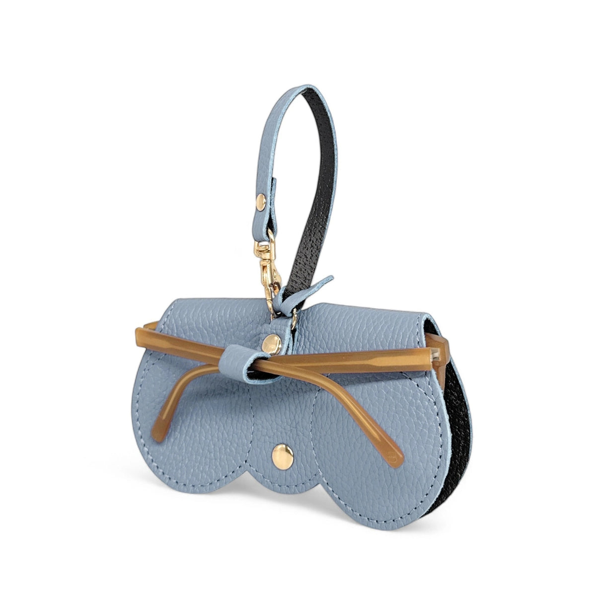 Brillenetui aus genarbtem Leder PEANUT Pastellblau