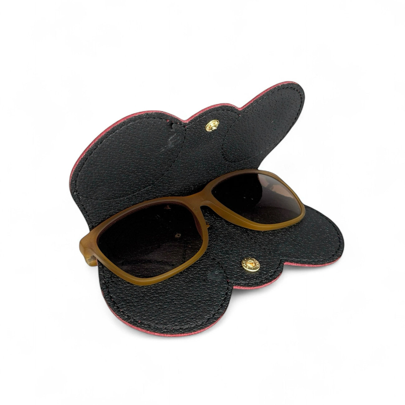 Etui à lunettes en cuir grainé PEANUT Rouge garance