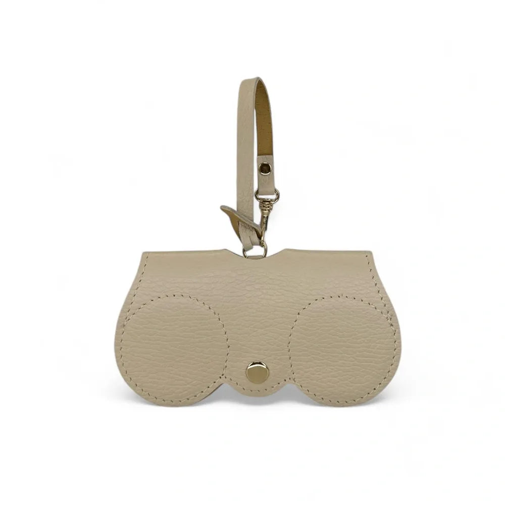 Etui à lunettes en cuir grainé PEANUT Taupe clair