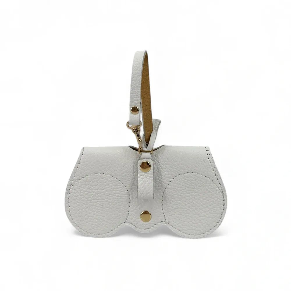 Etui à lunettes en cuir grainé PEANUT Blanc