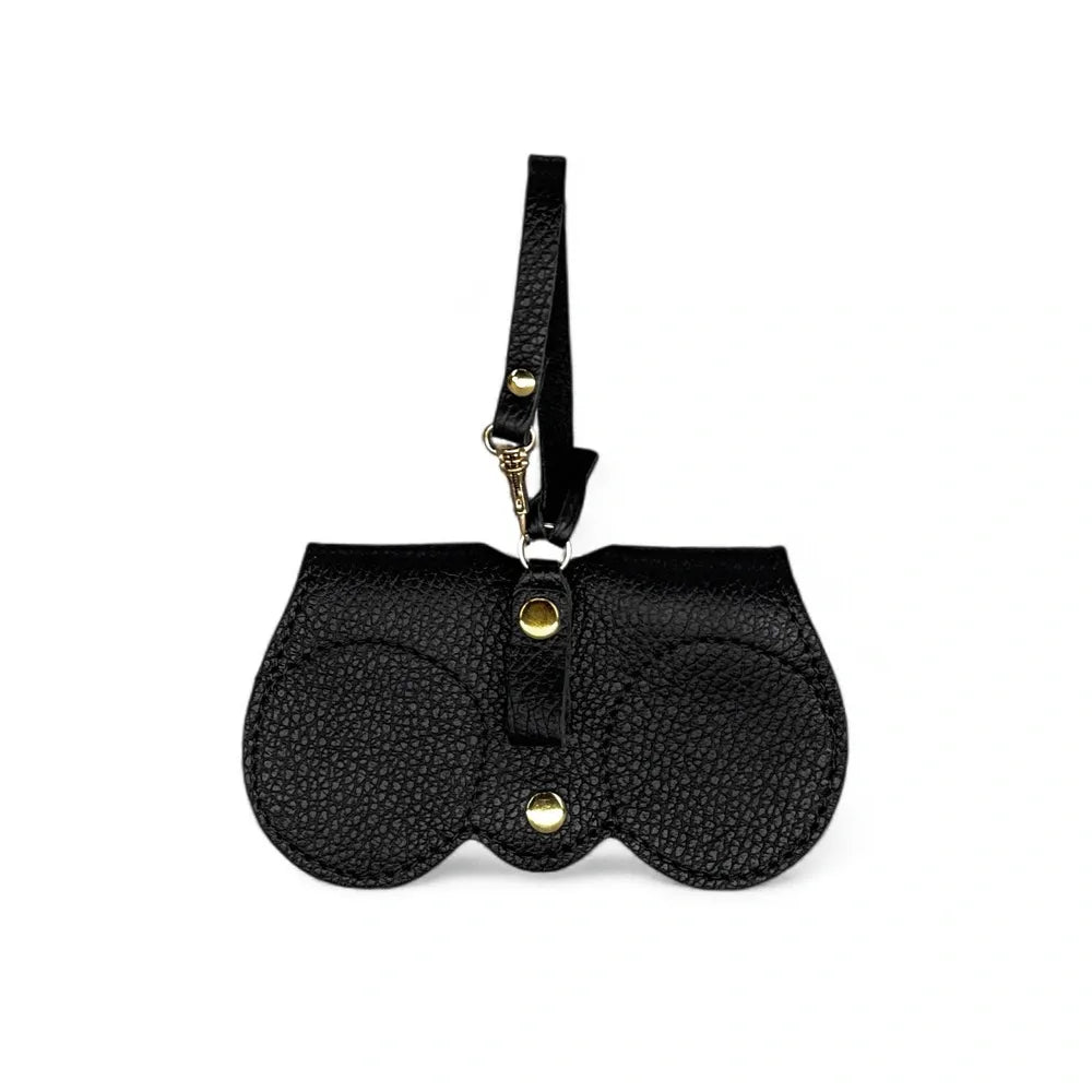 Etui à lunettes en cuir grainé PEANUT Noir