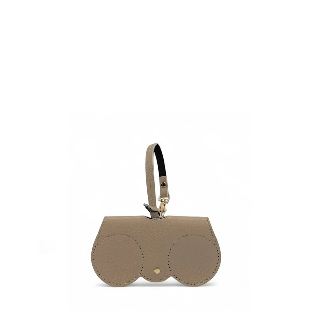 Etui à lunettes en cuir grainé PEANUT Taupe foncé
