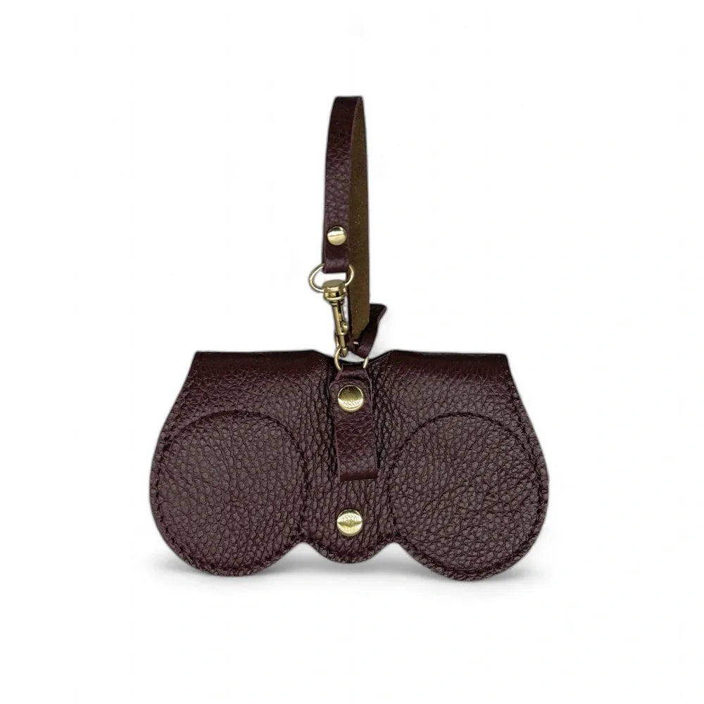 Etui à lunettes en cuir grainé PEANUT Rouge bordeaux
