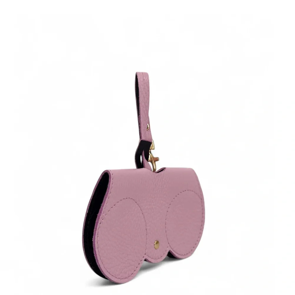 Etui à lunettes en cuir grainé PEANUT Rose bonbon