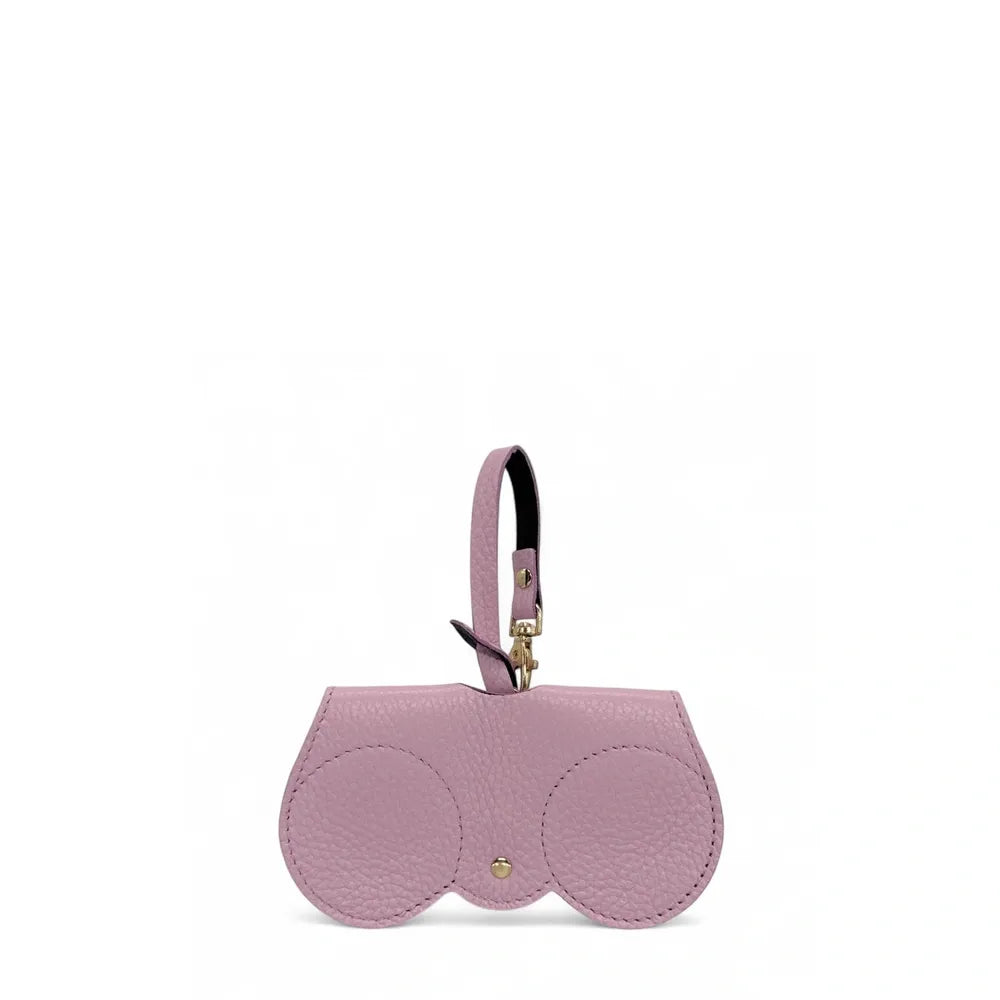 Etui à lunettes en cuir grainé PEANUT Rose bonbon