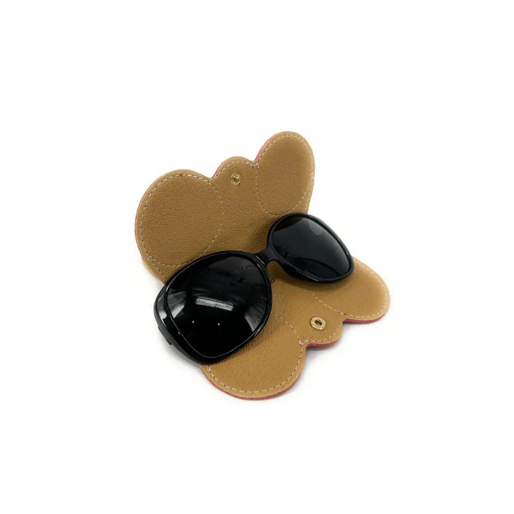 Etui à lunettes en cuir grainé PEANUT Rose fuchsia