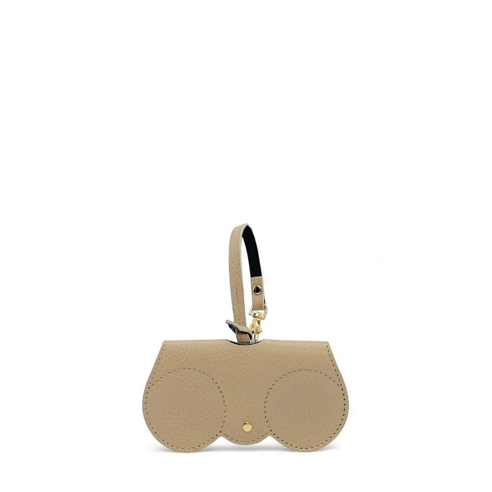 Etui à lunettes en cuir grainé PEANUT Taupe