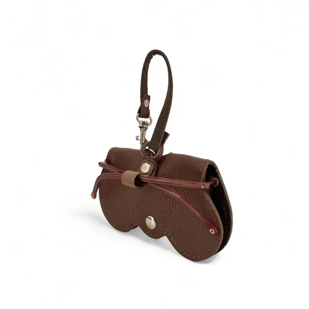 Etui à lunettes en cuir grainé PEANUT Châtaigne