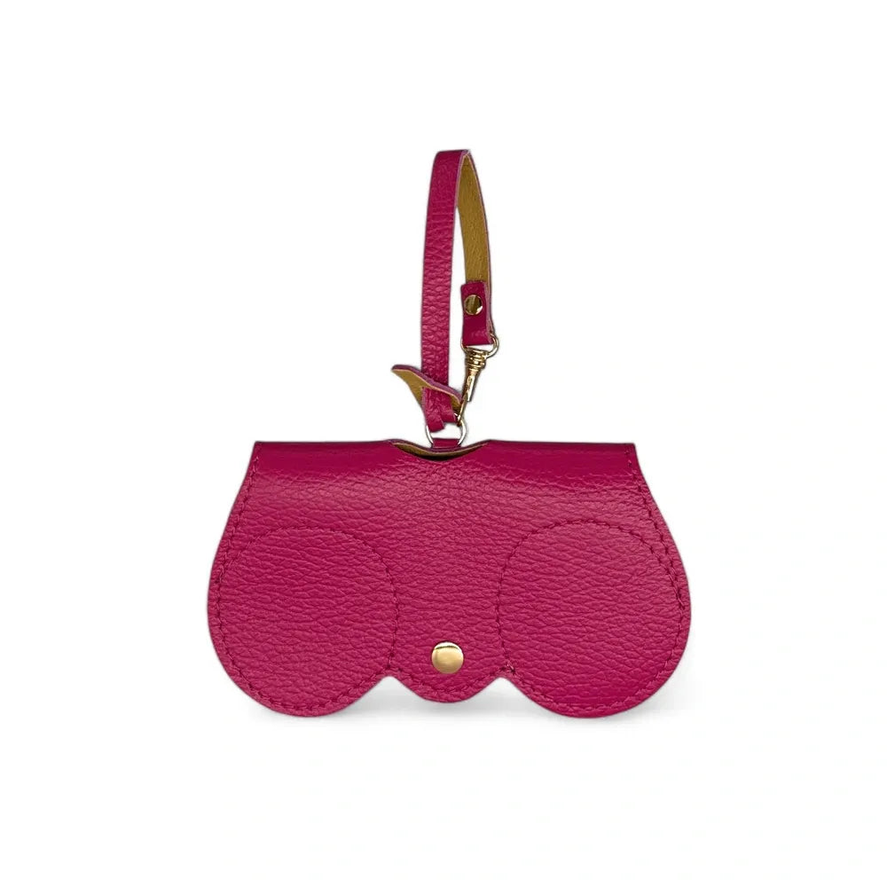 Etui à lunettes en cuir grainé PEANUT Rose fuchsia