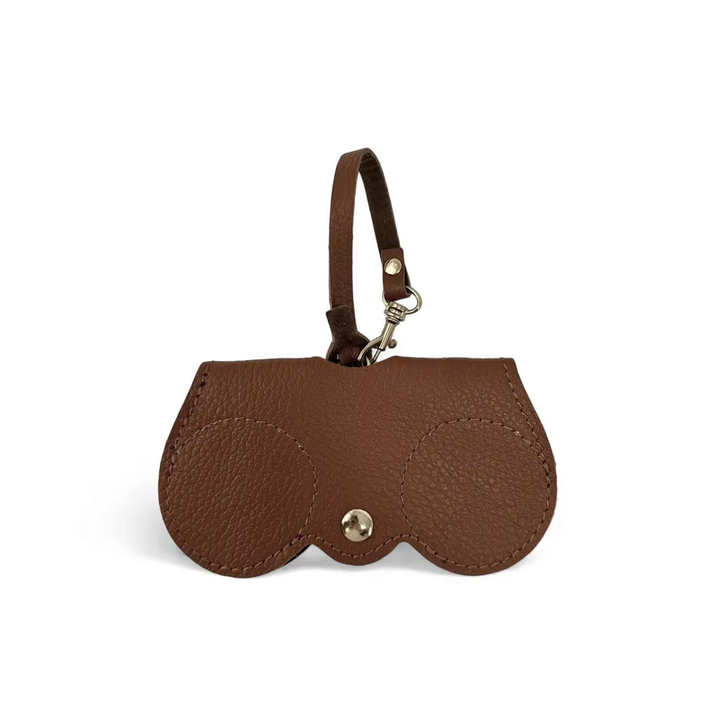 Etui à lunettes en cuir grainé PEANUT Châtaigne