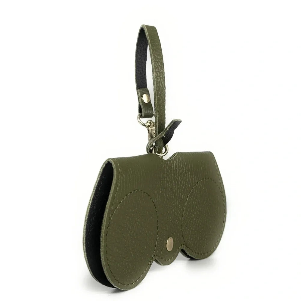 Etui à lunettes en cuir grainé PEANUT Kaki