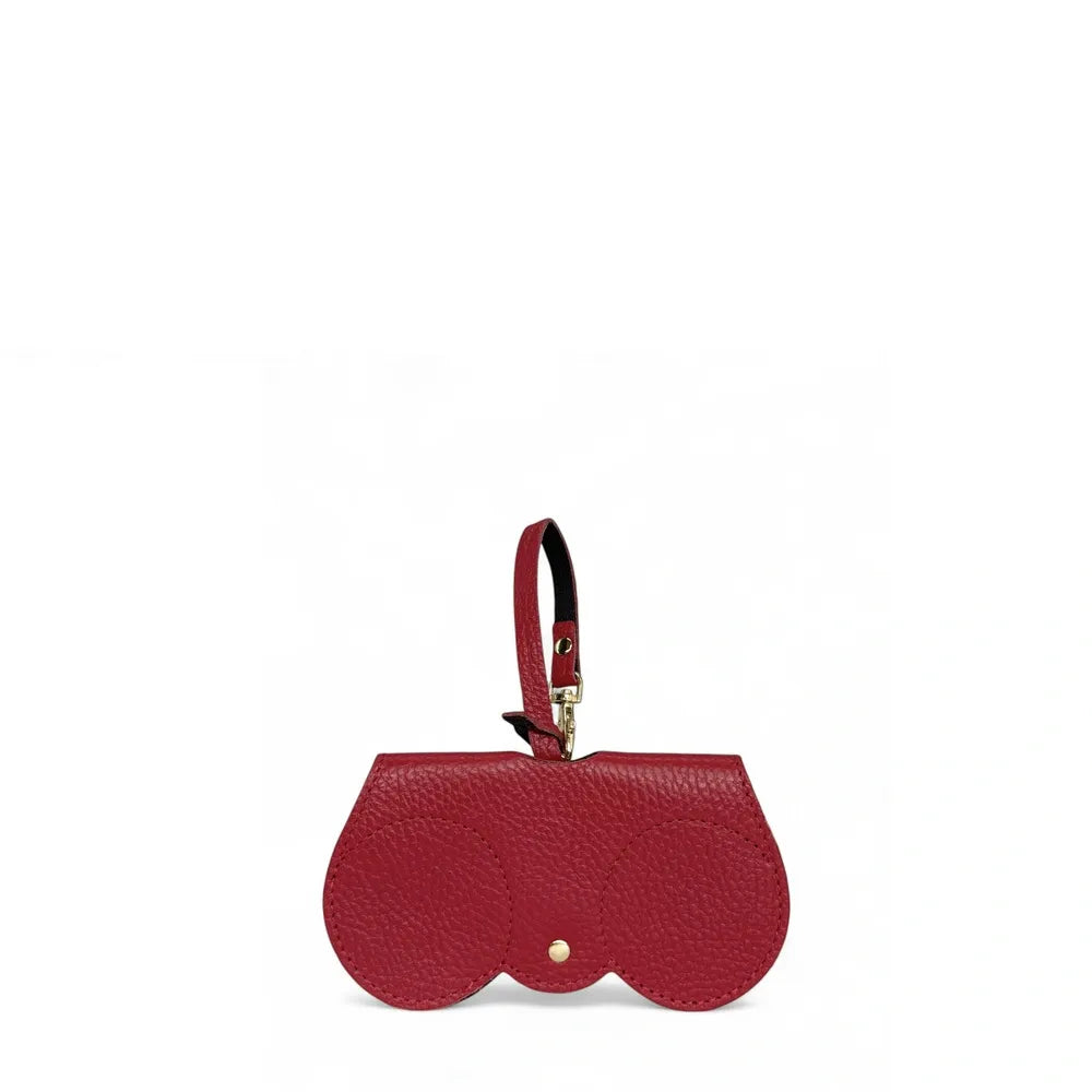 Etui à lunettes en cuir grainé PEANUT Rouge magenta