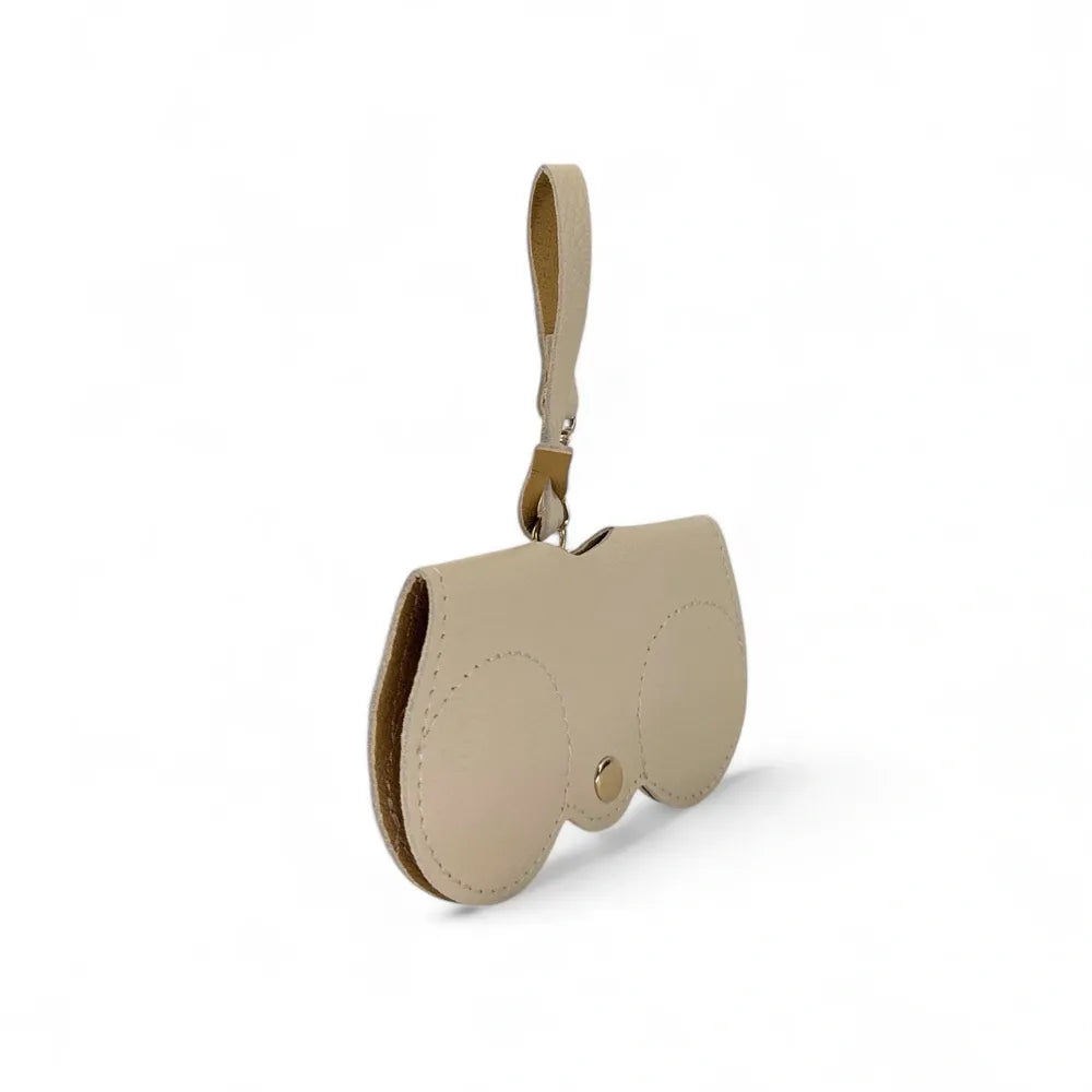 Etui à lunettes en cuir grainé PEANUT Taupe clair