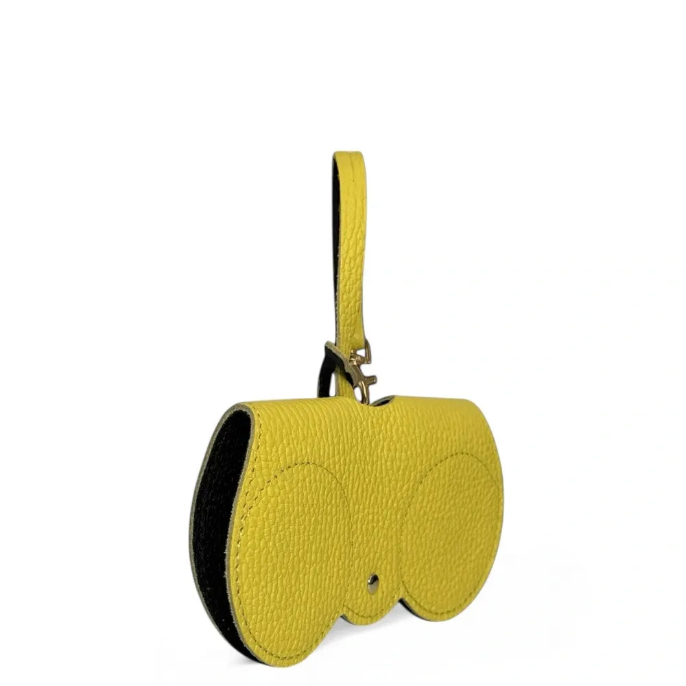 Etui à lunettes en cuir grainé PEANUT Jaune citron