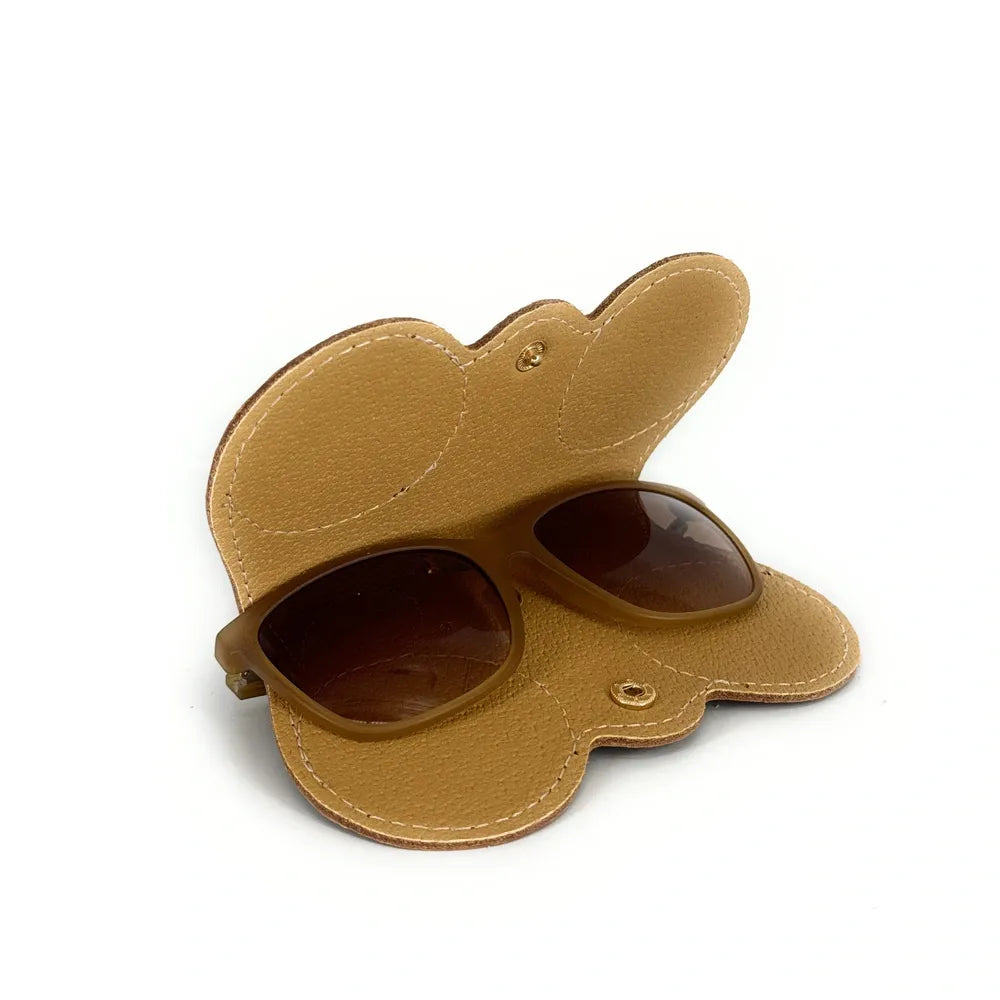 Etui à lunettes en cuir grainé PEANUT Cognac