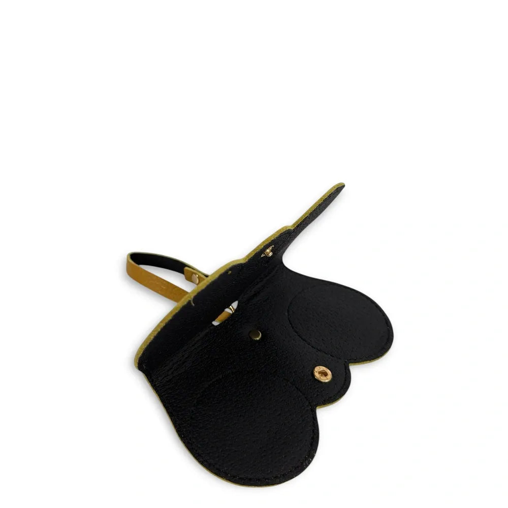 Etui à lunettes en cuir grainé PEANUT Jaune Moutarde