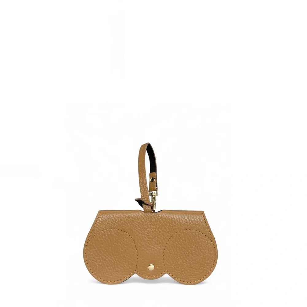Etui à lunettes en cuir grainé PEANUT Camel clair