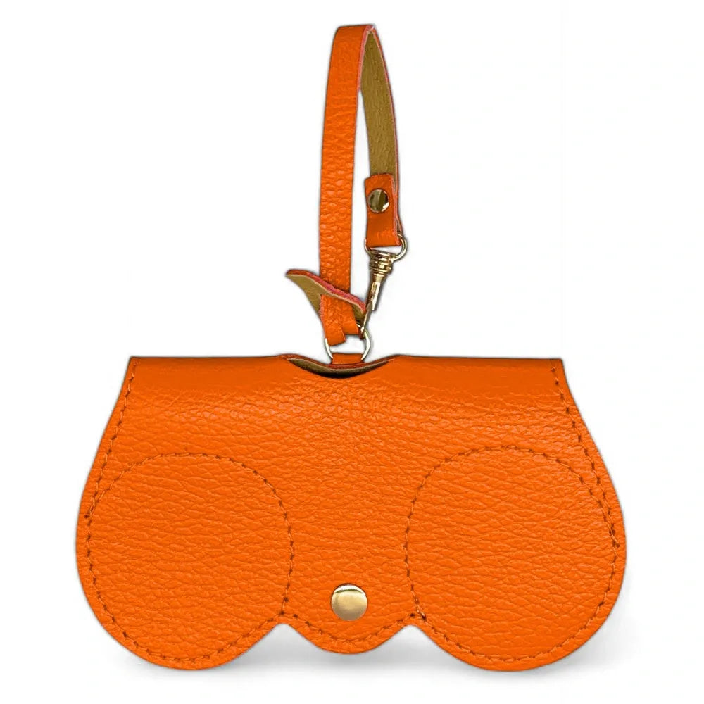 Etui à lunettes en cuir grainé PEANUT Orange