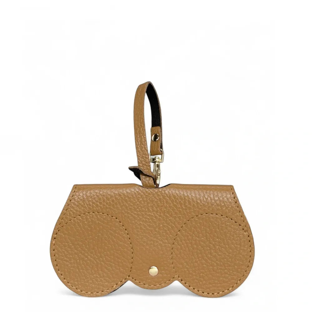 Etui à lunettes en cuir grainé PEANUT Camel clair