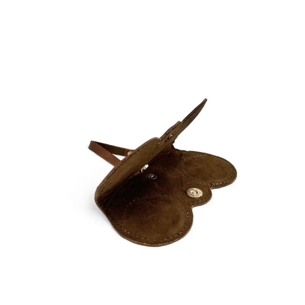 Etui à lunettes en cuir grainé PEANUT Châtaigne
