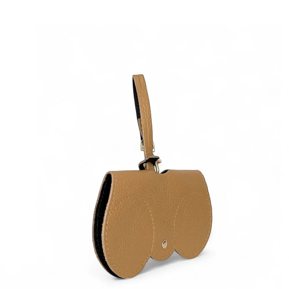 Etui à lunettes en cuir grainé PEANUT Camel clair