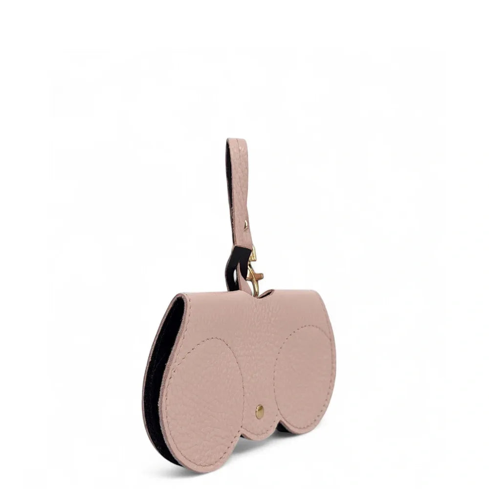 Etui à lunettes en cuir grainé PEANUT Rose nude