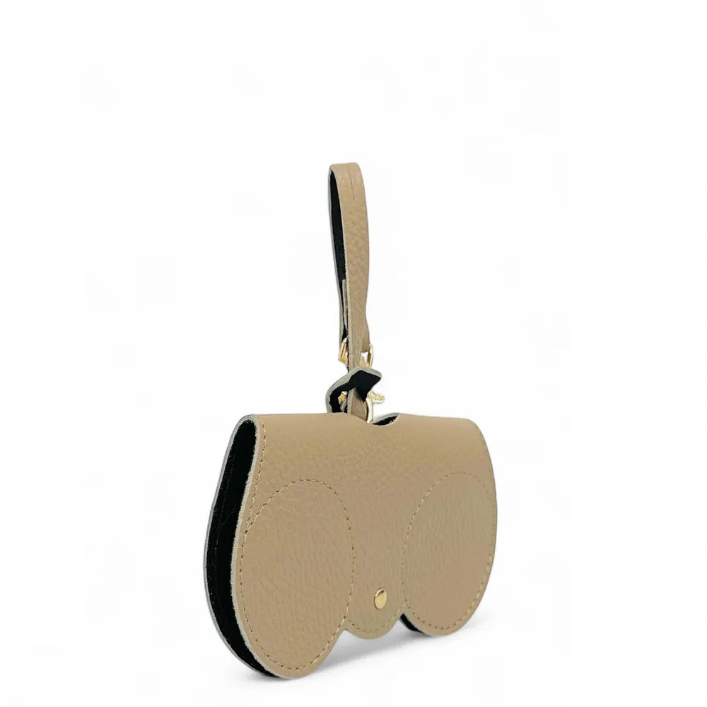 Etui à lunettes en cuir grainé PEANUT Taupe