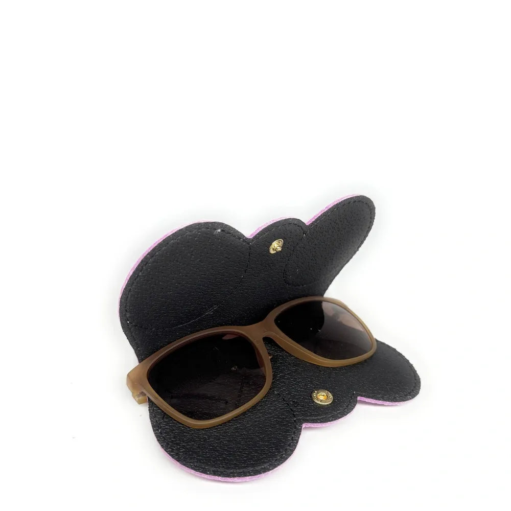 Etui à lunettes en cuir grainé PEANUT Rose bonbon