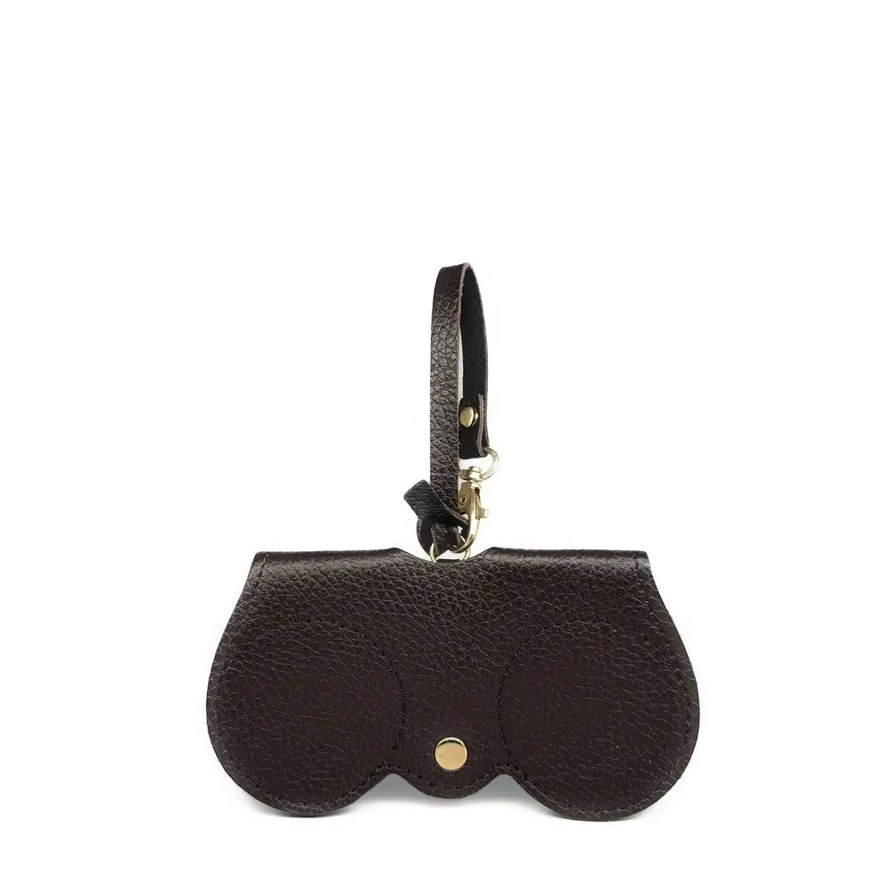 Etui à lunettes en cuir grainé PEANUT Chocolat