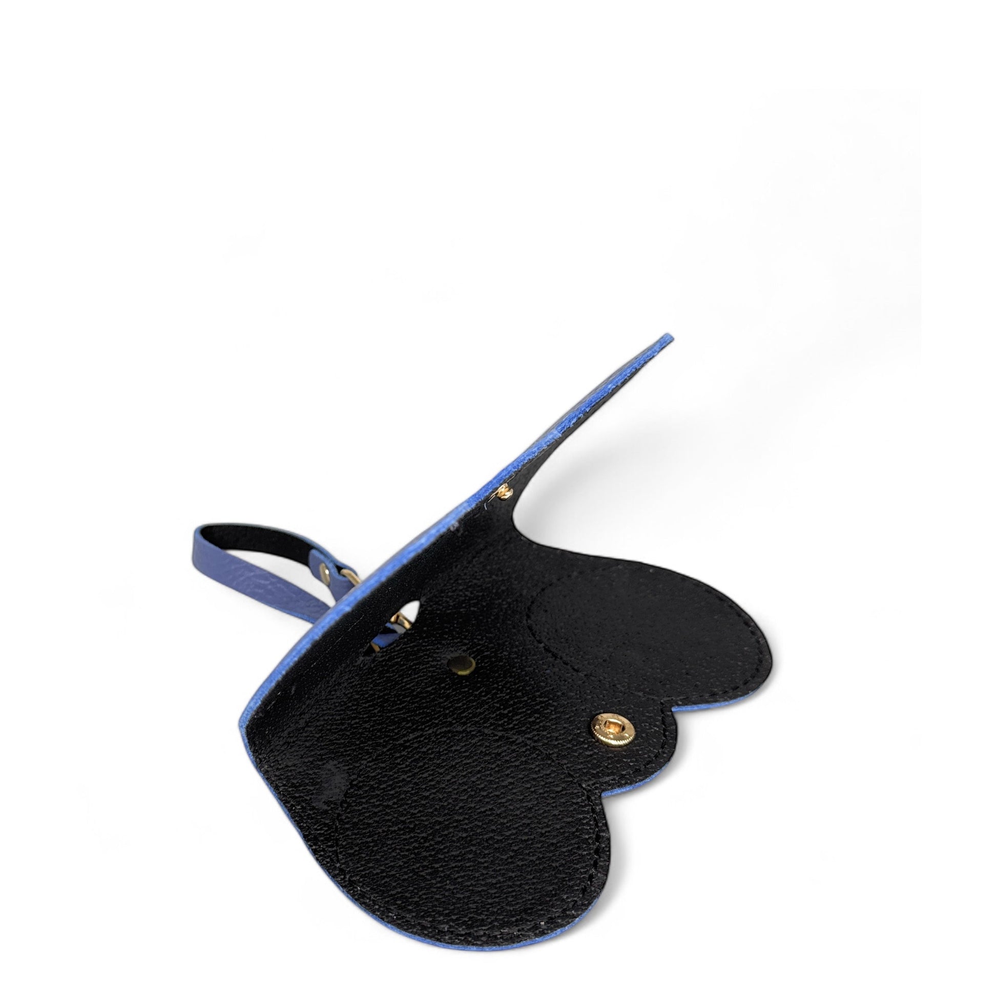 Etui à lunettes en cuir grainé PEANUT Bleu denim