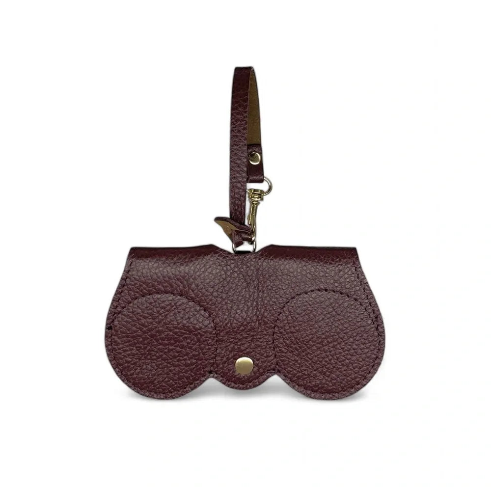 Etui à lunettes en cuir grainé PEANUT Rouge bordeaux