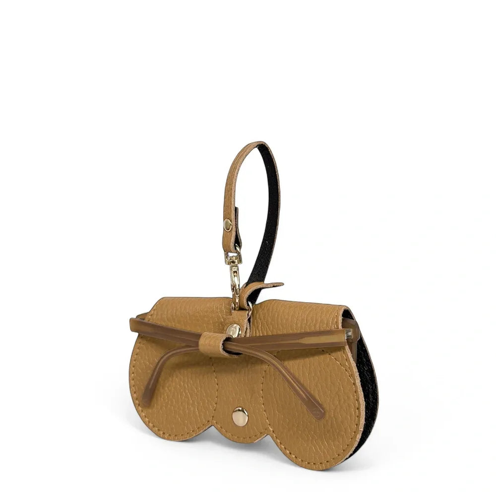 Etui à lunettes en cuir grainé PEANUT Camel clair