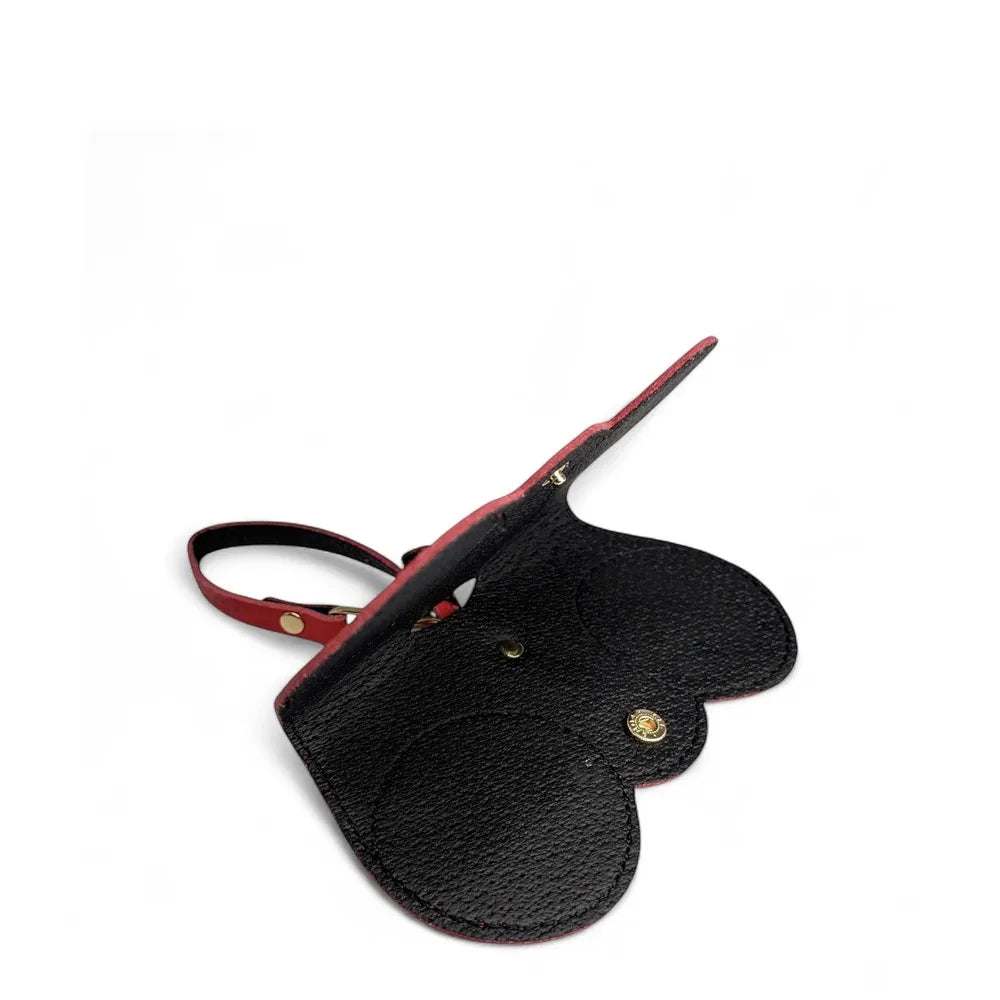 Etui à lunettes en cuir grainé PEANUT Rouge magenta