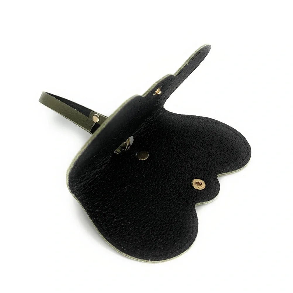 Etui à lunettes en cuir grainé PEANUT Kaki