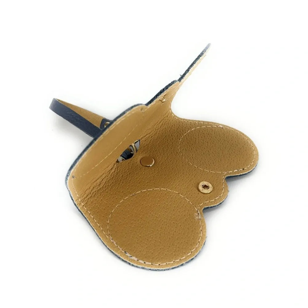 Etui à lunettes en cuir grainé PEANUT Bleu glacier