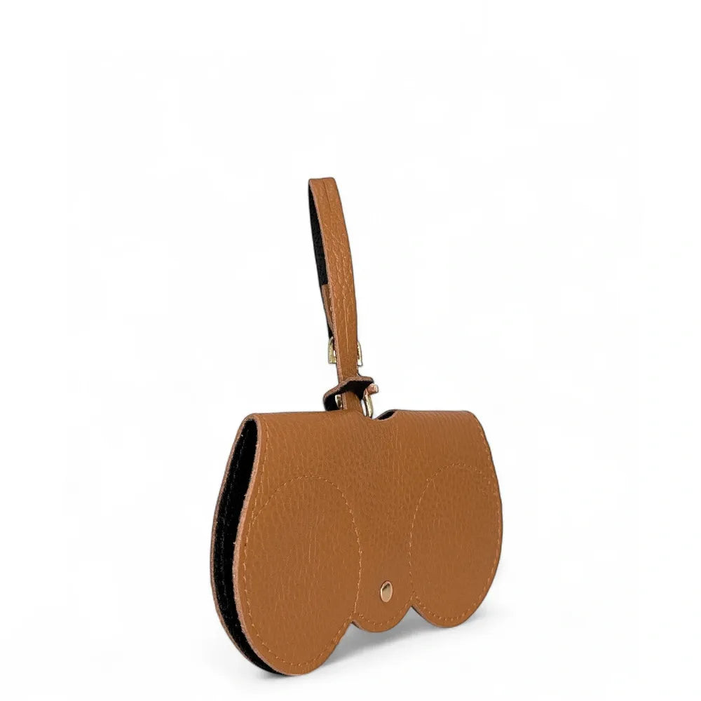 Etui à lunettes en cuir grainé PEANUT Camel