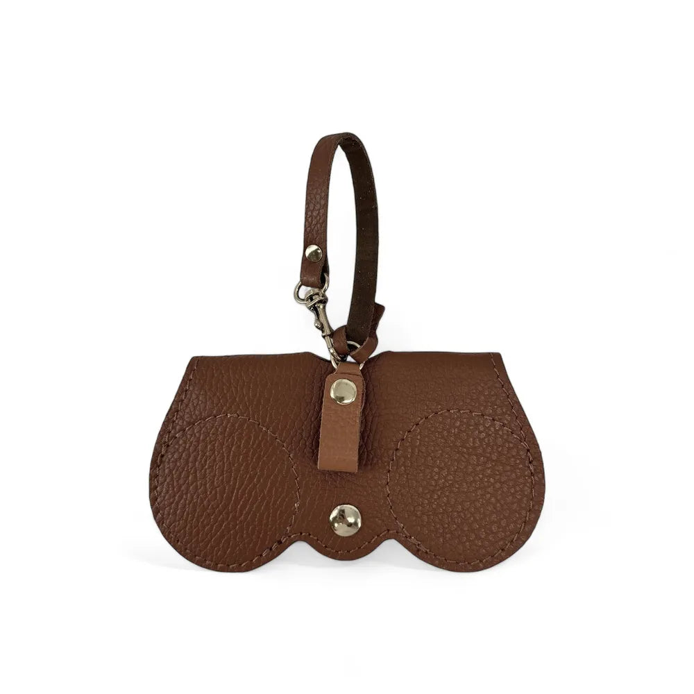 Etui à lunettes en cuir grainé PEANUT Châtaigne
