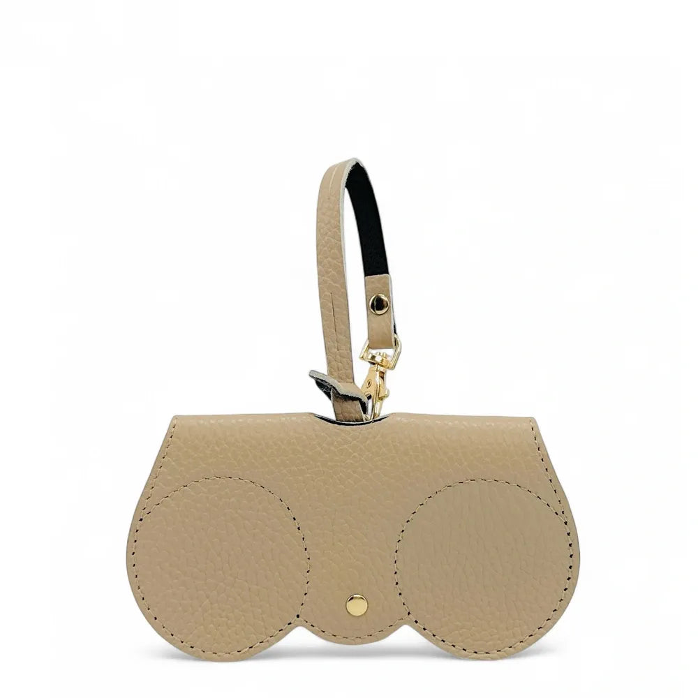 Etui à lunettes en cuir grainé PEANUT Taupe