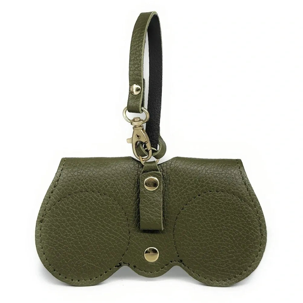 Etui à lunettes en cuir grainé PEANUT Kaki