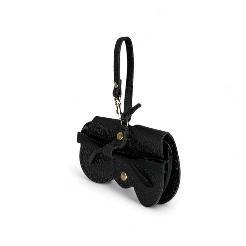 Etui à lunettes en cuir grainé PEANUT Noir
