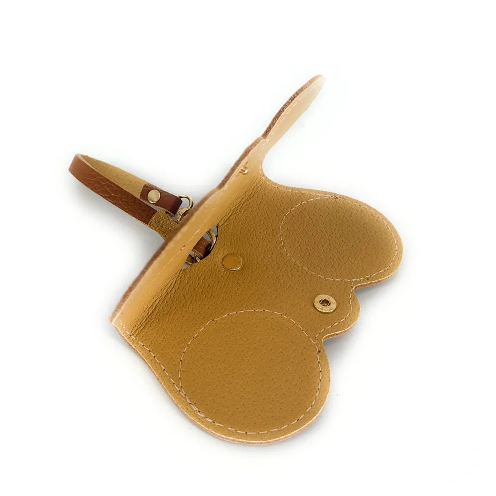 Etui à lunettes en cuir grainé PEANUT Cognac