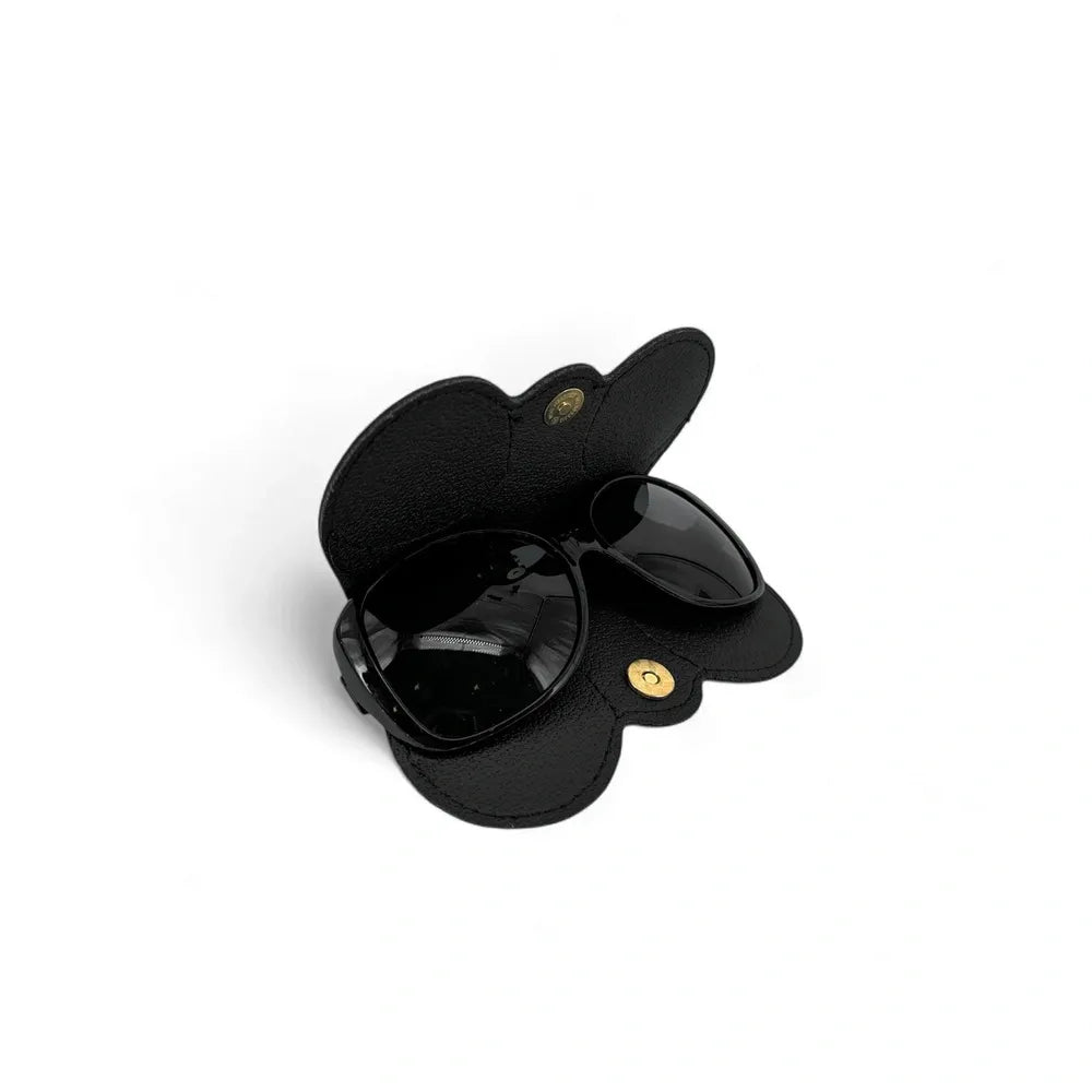 Etui à lunettes en cuir grainé PEANUT Noir