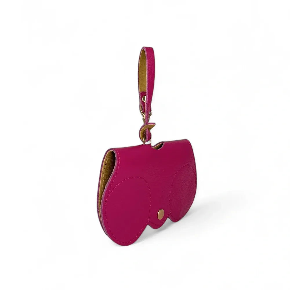 Etui à lunettes en cuir grainé PEANUT Rose fuchsia