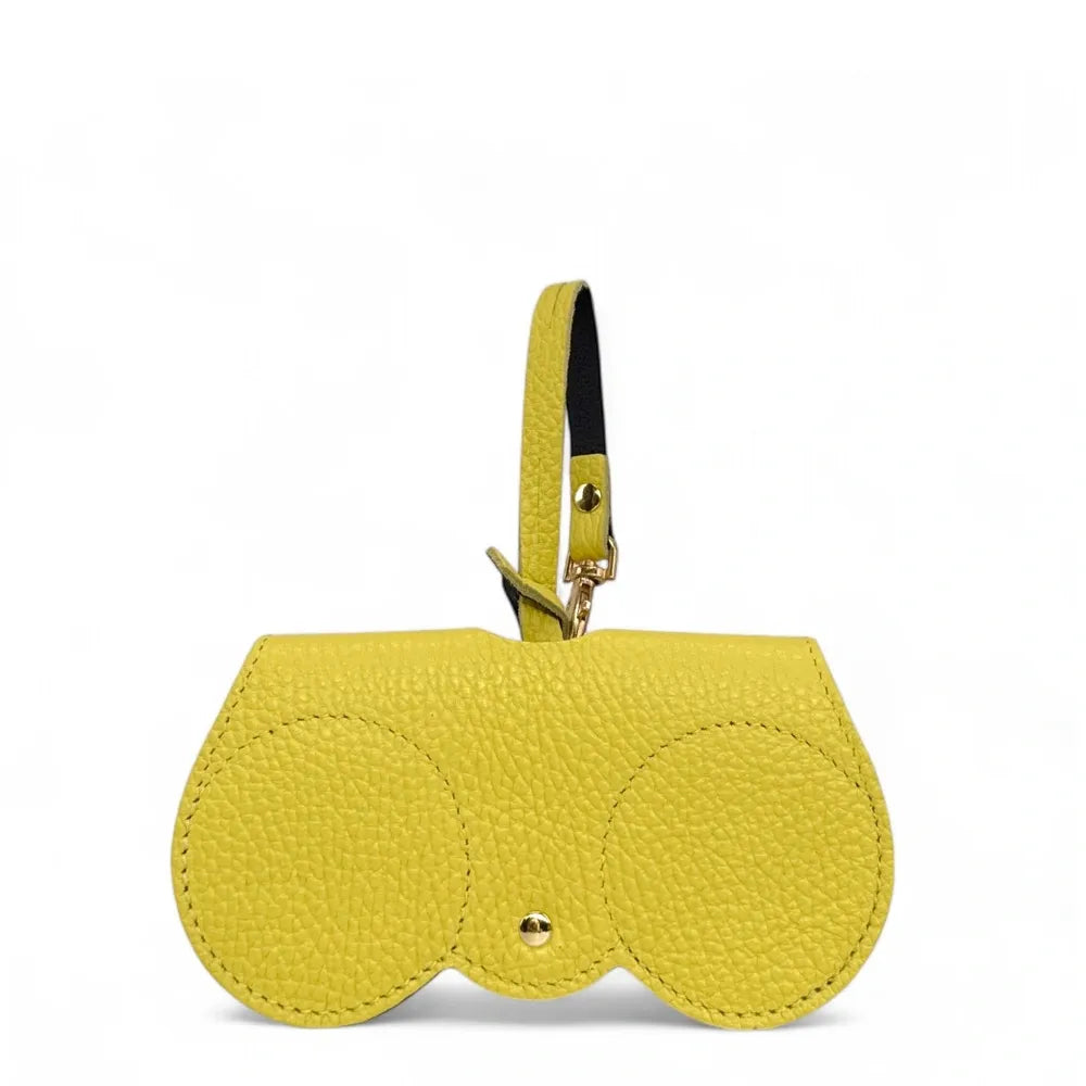 Etui à lunettes en cuir grainé PEANUT Jaune citron